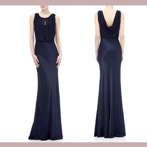 NEW GHOST London [‎ XS ] Hollywood Claudia Cowl Back Gown in Navy BLUE